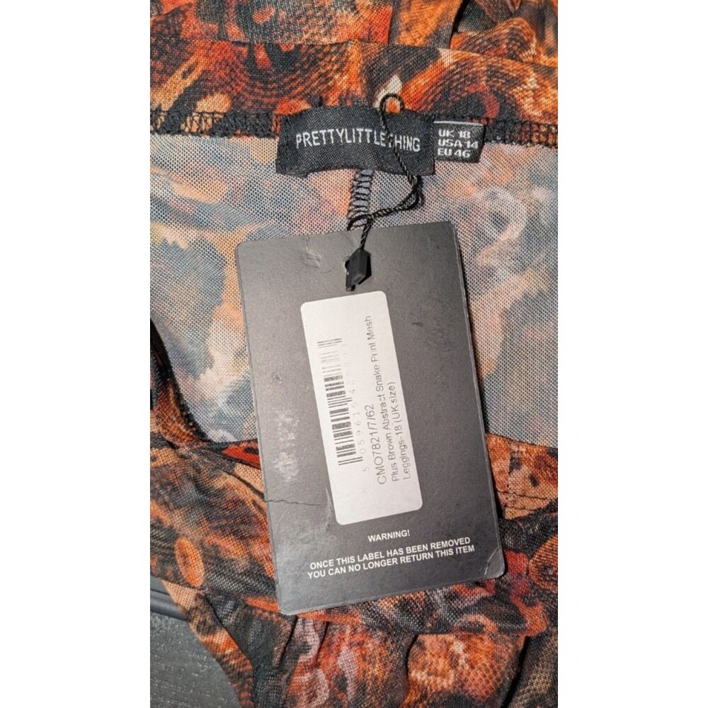 PrettyLittleThing Mesh Leggings 14 NWT Brown Kaleidoscope Clubwear Festival - Picture 4 of 5